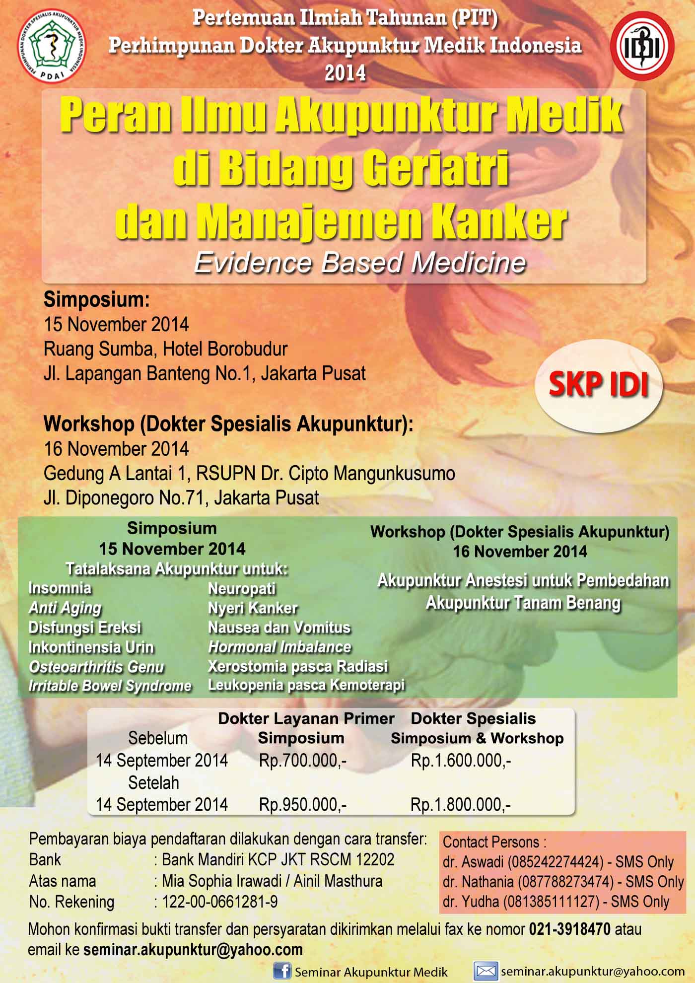 Peran Ilmu Akupunktur Medik di Bidang Geriatri dan Manajemen Kanker (Evidence Based Medicine) - Perhimpunan Dokter Spesialis Akupunktur Medik Indonesia
