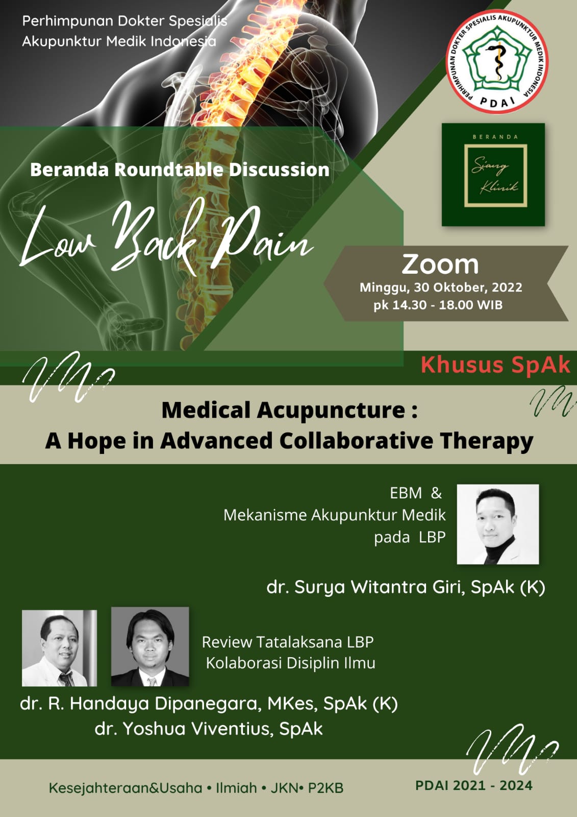 Roundtable Discussion Low Back Pain - Perhimpunan Dokter Spesialis Akupunktur Medik Indonesia